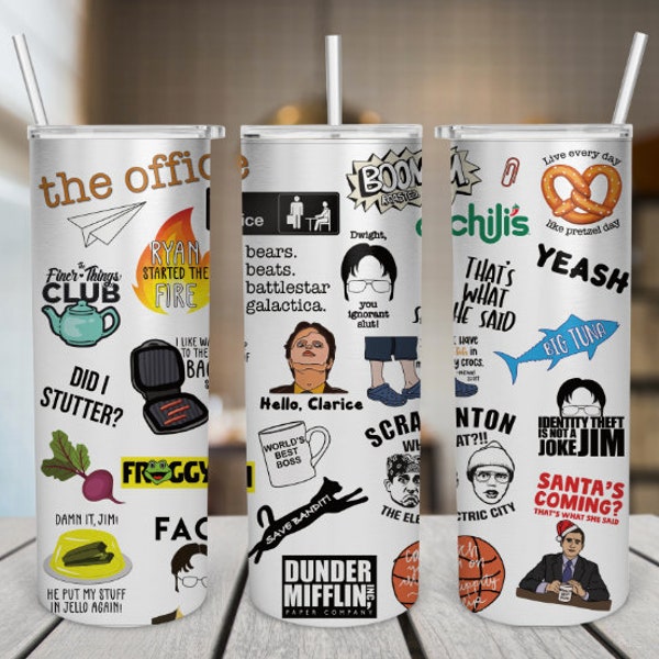 The Office Inspired 20oz, PNG, Straight, Tumbler Sublimation Transfer