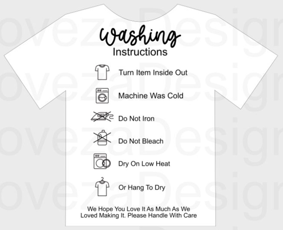 Washing Instruction Card, Editable Shirt Care Card, Clothing Washing