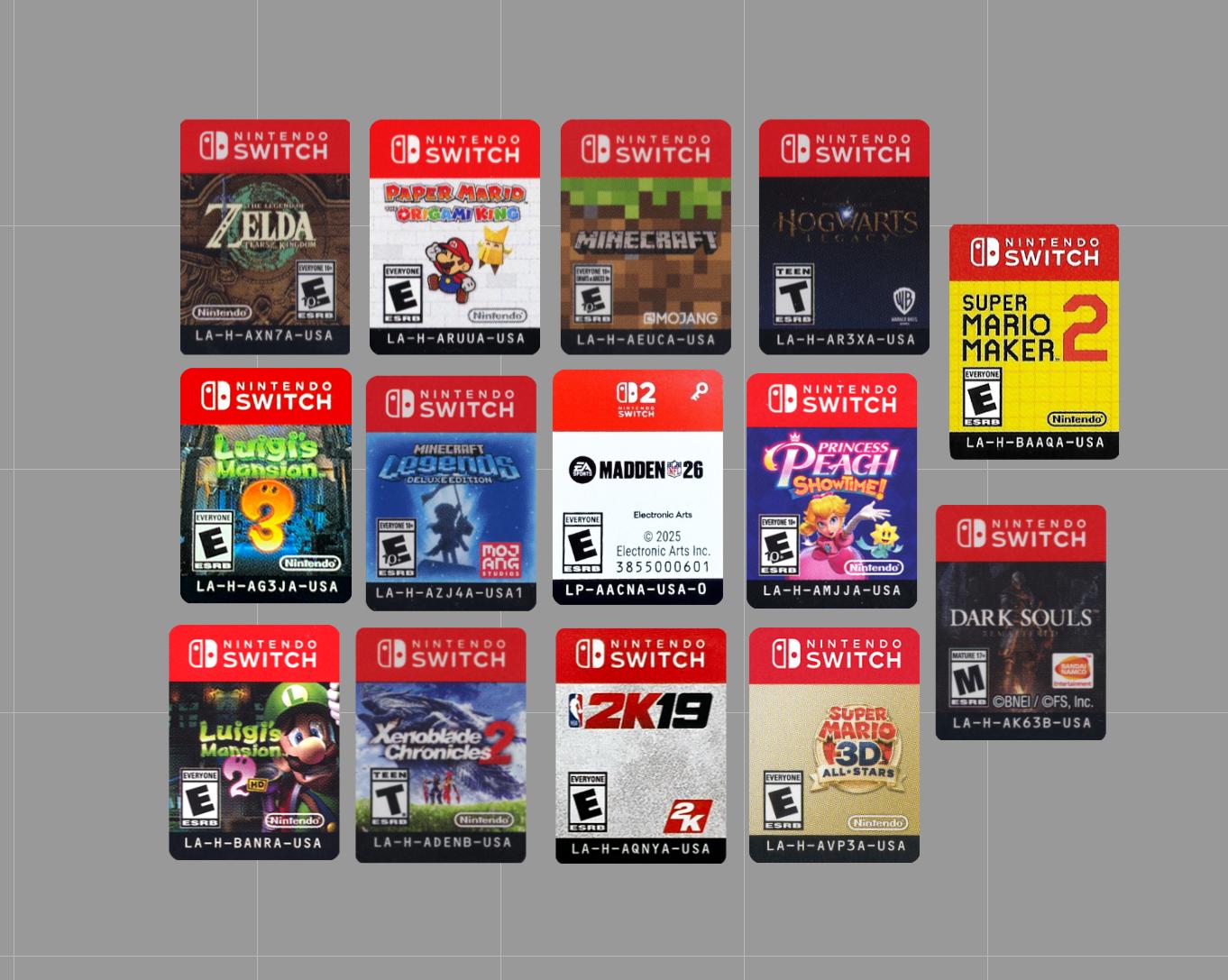 Nintendo Switch and Switch 2 Cartridge Replacement Label Stickers ...
