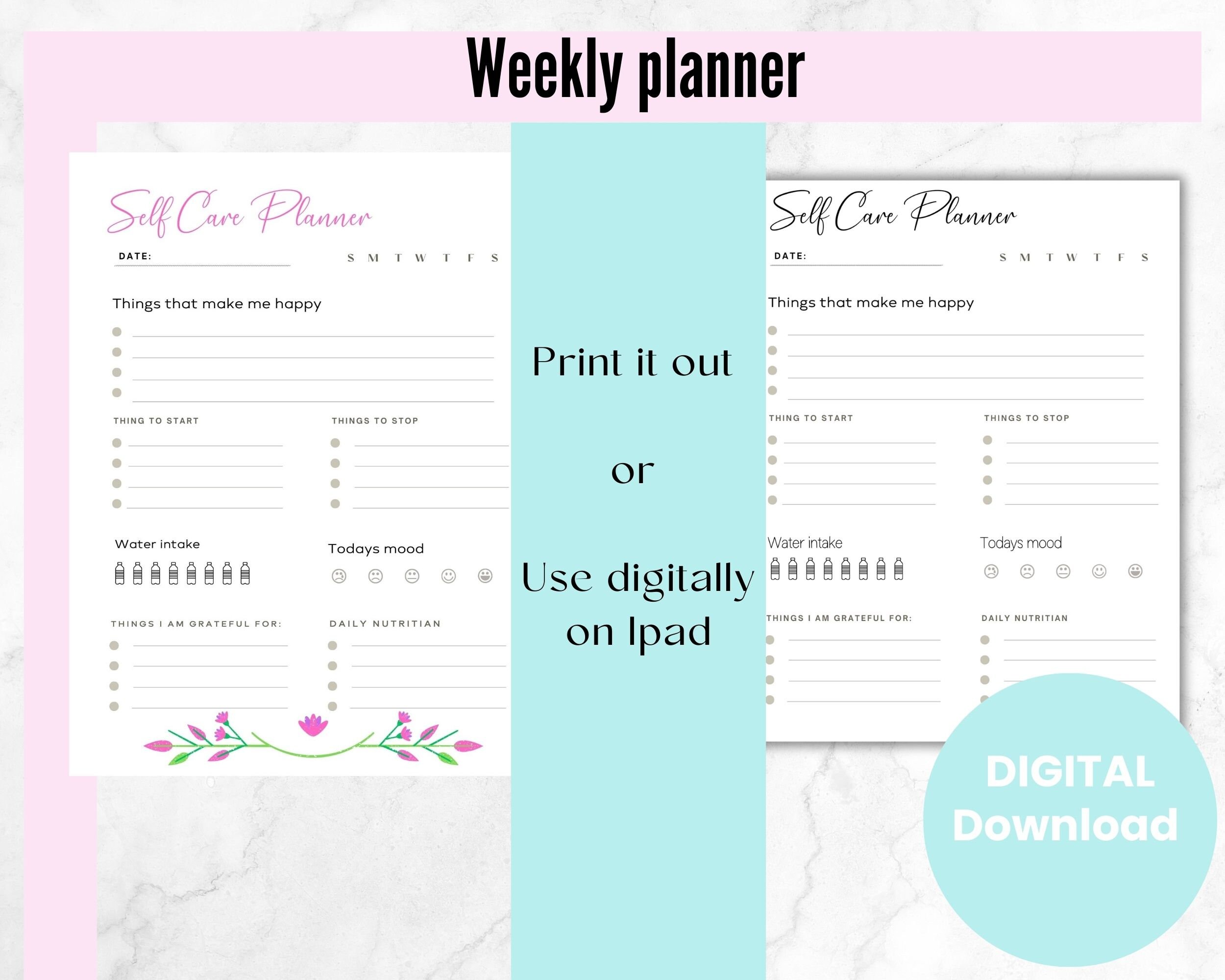 Self-care Planner Printable or Digital - Etsy