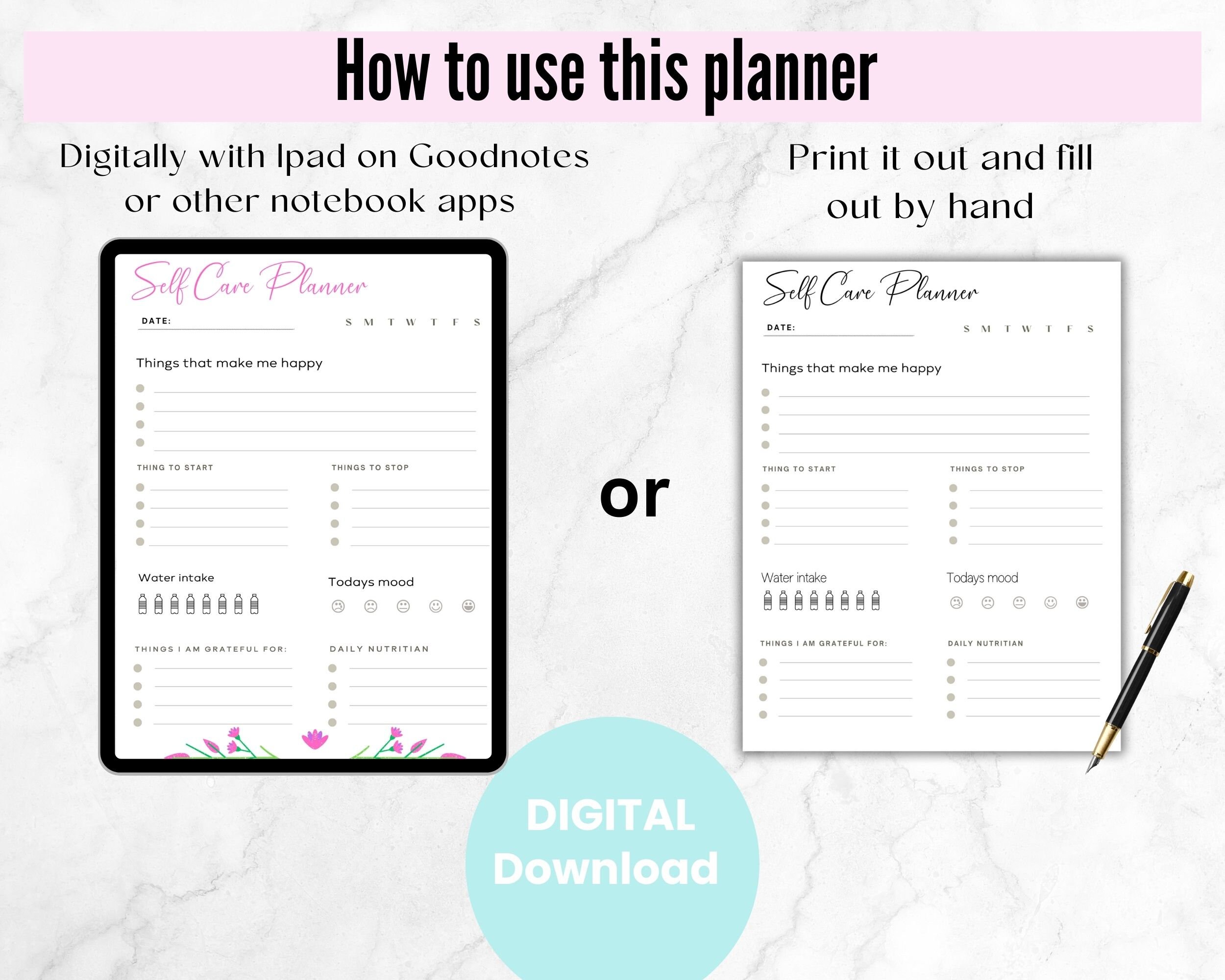 Self-care Planner Printable or Digital - Etsy
