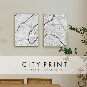 Dúo de mapas de ciudad personalizados / Regalo de ubicación de mapa de ciudad / Dos impresiones de mapas de ciudad ligeras / Idea de regalo / Idea de regalo para él o ella