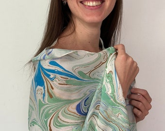 Handmade marbled Silk Scarf