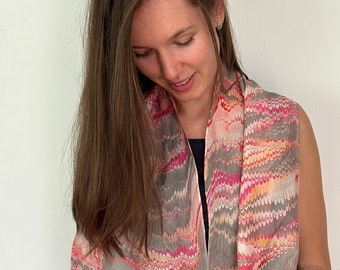 Handmade marbled Silk Scarf