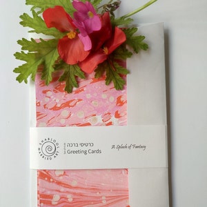 Tarjetas de felicitación originales marmoladas a mano - conjunto de 4
