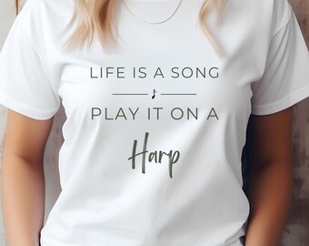 Harp shirt, cute harp shirt, gift for harpist, harp gift, harp player gift, musician shirt, music gift, harpist gift, band shirt