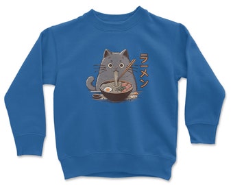 Sweatshirt ras du cou pour jeunes Ramen Lover, T-shirt pour jeunes amoureux des chats, T-shirt pour jeunes au design amusant, Cadeaux pour les enfants, T-shirt pour jeunes à imprimé amoureux des animaux, Meilleures ventes