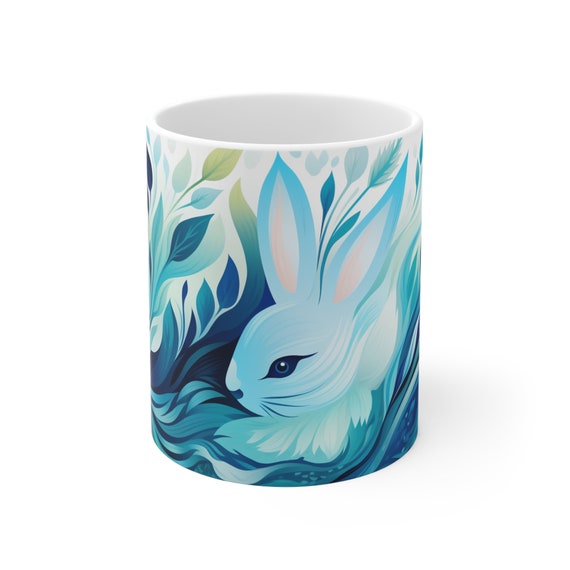 Bunny Coffee Mug, Rabbit Lover Gift, Cute Bunny Mug, Ceramic Bunny Cup, Bunny Illustration Mug, Bunny Enthusiast, Sister, Mum, Birthday Gift