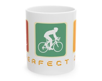 Koffiemok fietser, cadeau fietsliefhebber, schattige mok fietser, keramische fietsbeker, mok fietser illustratie, fietsliefhebber, moeder, verjaardagscadeau, vader