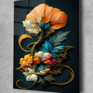 Flowers Wall Art , Tempered Glass Wall Art , Glass Printing , High Quality , Wall Hanging , Glassware  , Birthday Gift