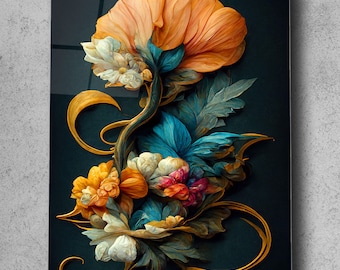 Flowers Wall Art , Tempered Glass Wall Art , Glass Printing , High Quality , Wall Hanging , Glassware  , Birthday Gift