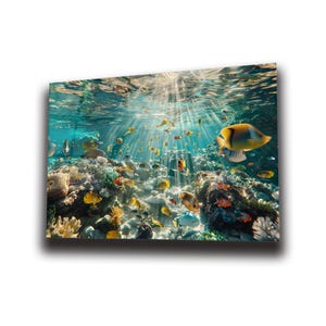 Fishes Wall Art , Tempered Glass Wall Art , Glass Printing , High Quality , Wall Hanging , Glassware  , Birthday Gift