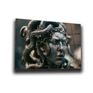 Medusa Sculpture Wall Art , Tempered Glass Wall Art , Glass Printing , High Quality , Home Decor , Office Wall Art , Housewarming Gift