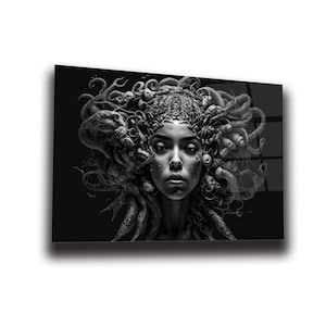 Wall Art Medusa Sculpture , Tempered Glass Wall Art , Glass Printing , High Quality , Home Decor , Office Wall Art , Housewarming Gift