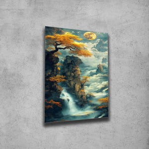 Waterfall View Wall Art , Tempered Glass Wall Art , Glass Printing , High Quality , Wall Hanging , Glassware  , Birthday Gift