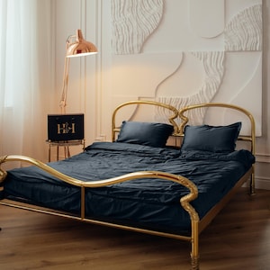 Black Satin Bedding Set Libra, Luxury Shiny Duvet Cover and Pillowcases, Soft Satin Bed Set, Bedroom Decor, Gift for Her, Queen Full King