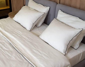 Luxury Satin Bedding Set, Premium Cotton Duvet Cover with Pillowcases, Soft Breathable Boho Bed Linen, Queen King Bedding, Bedroom Decor