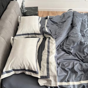 Milk and Silver Satin Bedding Set, Soft Luxury Duvet Cover and Pillowcases, Elegant Satin Bed Set, Custom Size Bedding, Wedding gift bedding