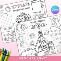 Printable Slumber Party Colouring Page | Sleepover Coloring Placemat ...
