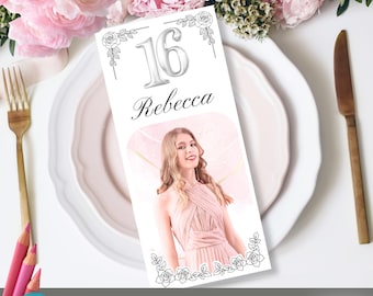 Süßer 16. Aktivitätsbroschüre: Bearbeitbares Geburtstags-Färbungs-Trifold (Digitaler Download Canva-Vorlage) Kinder- / Teenager-Spiele. Süßes 16er Gastgeschenk.