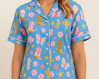 Western Cowgirl Bachelorette Pajama Set, Bride Or Bridesmaid Rodeo Sleepwear, Country Bach Party PJs