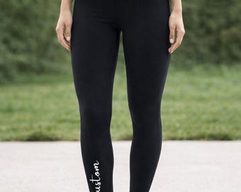 Leggings de talle alto con logo personalizado, leggings con texto personalizado, leggings de entrenamiento personalizados, leggings de gimnasio para mujer, regalo de ropa deportiva personalizada