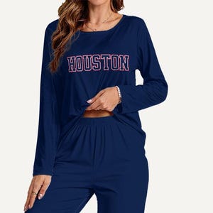 Houston Pajama Set, Game Day Lounge Set, Houston Sports Fan Sleepwear