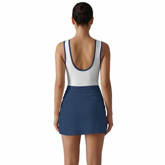 swim dress cute AKOEE Swimdress with Undershorts, Womens 2 Piece Swimsuits Ruffle Sleeves Twist Wrap Cutout Beachwear (Medium, Blue), Women's supportive straps and a graceful scoop neckline complete the design Denver Sleeveless Bodysuit Dress, Womens