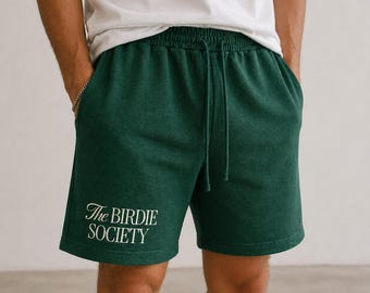 Pantalones cortos de punto gofrado con lavado mineral para hombre de The Birdie Society, pantalones cortos texturizados para estar en casa, pantalones cortos informales de estilo urbano, ropa de golf, pantalones cortos para el día a día.