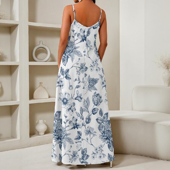 blue floral wedding guest dress Leely Women Light Blue Floral Long Wedding Guest Dress A Line One Shoulder Garden Party Dress
