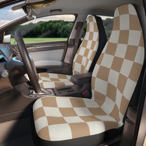 Chic Checkered Polyester Car Seat Covers | Stylish Auto Accessories, Unique Gifts for Car Lovers, Home Decor, Road Trips, Driving Style