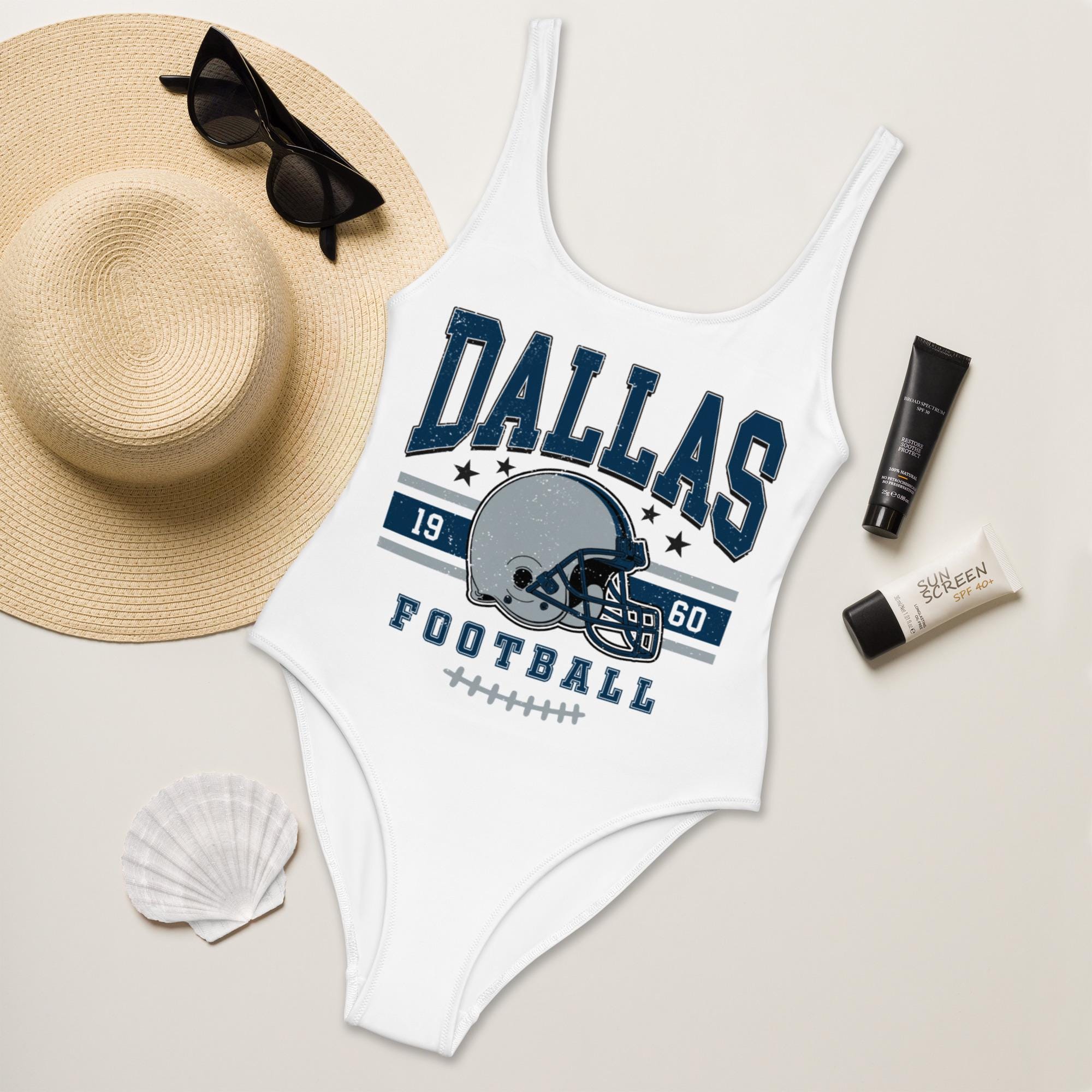 Discover Dallas Football Womens Swimsuit, Game Day Swimwear, Beach Party Swimsuit