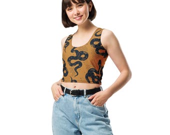 Snake Print Crop Top, Edgy Festival Style