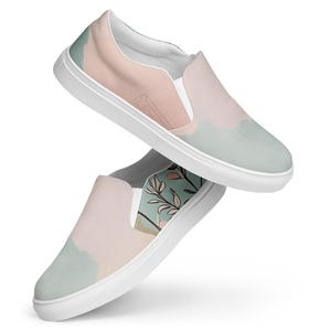 Floral Damen Slip On Sneakers, süße Blumen Print Schuhe, stilvolle und bequeme Alltagsschuhe