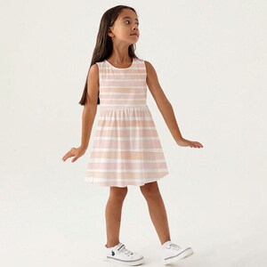 Striped Girls Summer Dress, Cute Sleeveless Toddler Outfit, Casual Kids Party Sundress