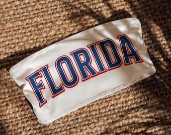 Top bandeau de fútbol americano de Florida, top tubo para mujer, top corto de fútbol americano, atuendo para el portón trasero, top para el día del partido, top tubo de verano