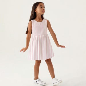 Girls Pink Stripe Dress, Cute Summer Kids Sundress, Sleeveless Toddler Party Outfit