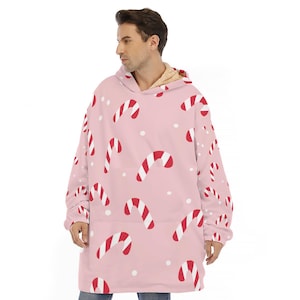 Coperta con cappuccio in pile Sherpa per le feste, morbida coperta natalizia indossabile, caldo regalo invernale oversize