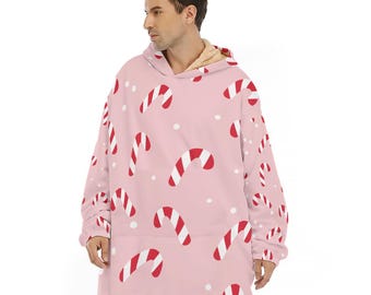 Manta con capucha de sherpa navideña, acogedora manta navideña, cálido regalo de invierno de gran tamaño.