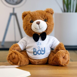 Cute Baby Teddy Bear Plush Toy, Baby Shower Gift, Nursery Decor, It&#39;s a Boy Teddy, Newborn Gift, Birthday Cuddly Friend