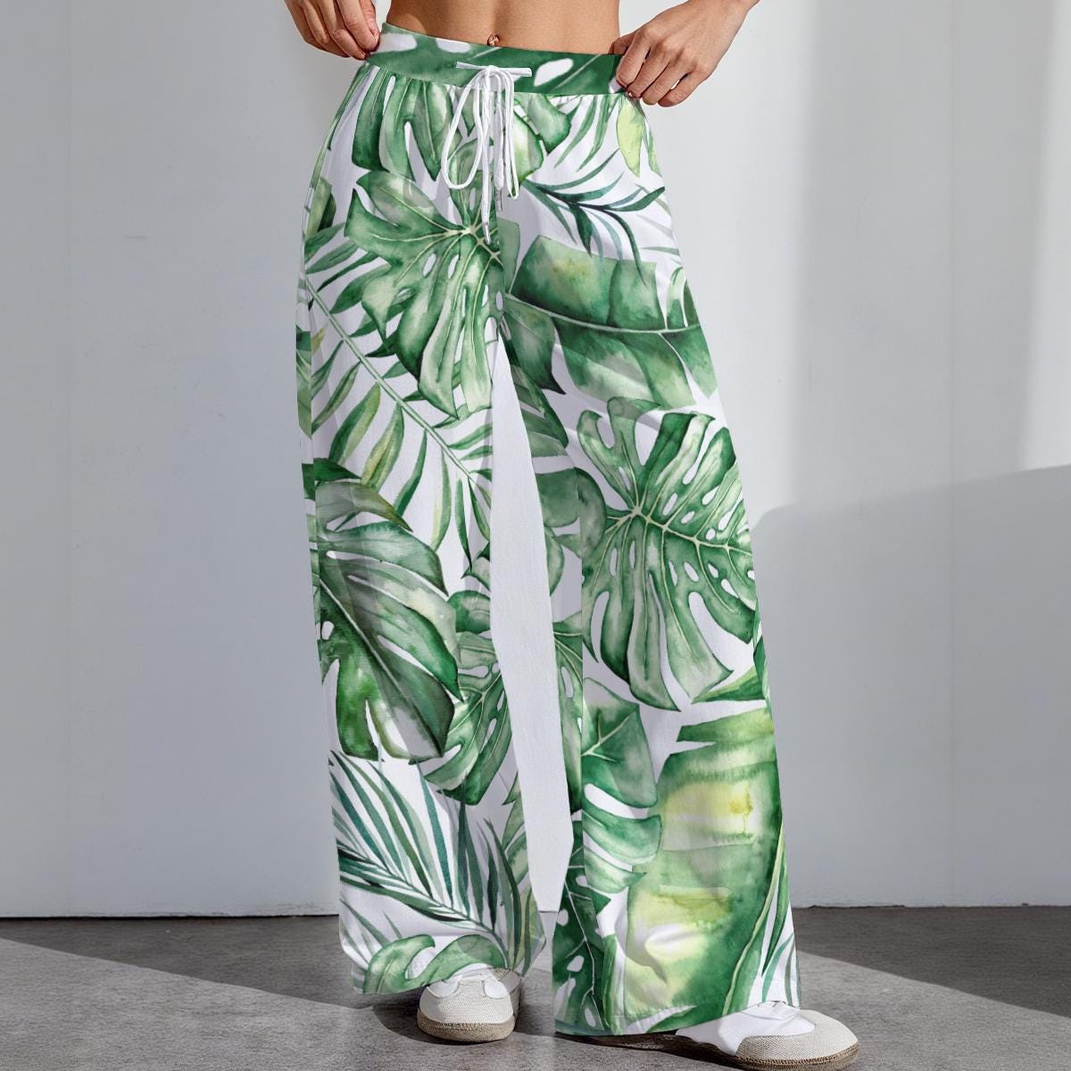 Discover Tropical Womens Stretch Pants, Beach Vacation Pants, Summer Lounge Wear