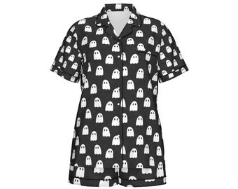 Women’s Halloween Pajama Set, Spooky Sleepwear, Cozy Fall PJs, Halloween Themed Lounge Set, Cute Hal