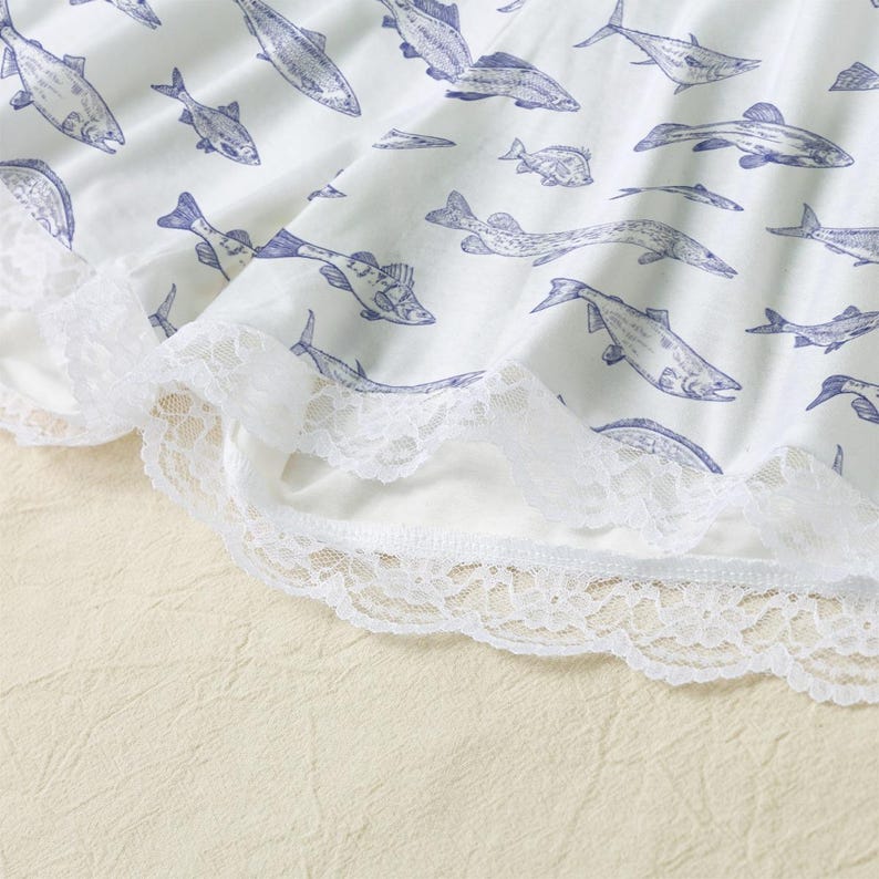 Fish Print Cami Pajama Set, Lace Edge Sleepwear image 4
