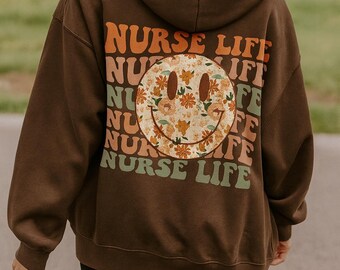 Nurse Life Oversized Zip Up Hoodie, Registered Nurse Jacket, Cozy Nursing Sweatshirt, Healthcare Worker Gift Zip Hoodie