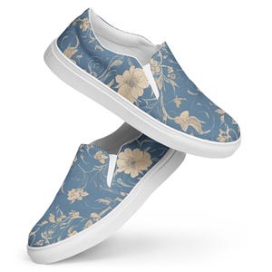 Vintage Floral Women’s Slip On Sneakers, Classic Retro Flower Print Shoes, Comfortable And Stylish Everyday Footwear