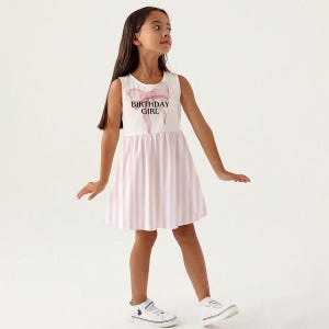 Pink Birthday Girl Dress, Cute Toddler and Kids Party Outfit, Sleeveless Girls Celebration Dress