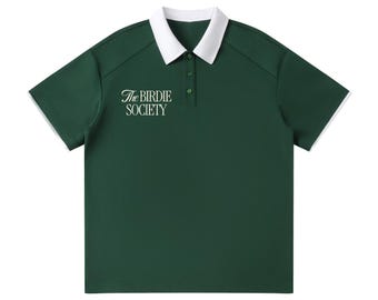 Polo unisex raglán verde de The Birdie Society, polo de golf, ropa informal de golf, polo deportivo, prenda de golf urbana.