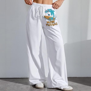 Dolphins Football High-Stretch Casual Pants, Football Fan Lounge Wear, Game Day Leggings