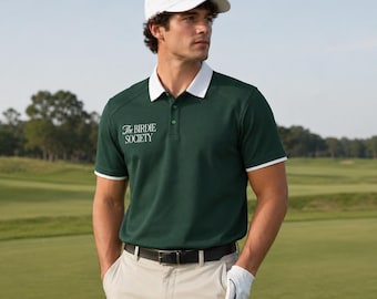 The Birdie Society Green Unisex Raglan Polo Shirt, Golf Polo Shirt, Casual Golf Apparel, Sporty Polo, Streetwear Golf Top