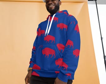 Buffalo Unisex Hoodie, Buffalo Football Fan Pullover, Vintage Game Day Hoodie, Cozy Unisex Sports Sweatshirt, Tailgate Season Gift